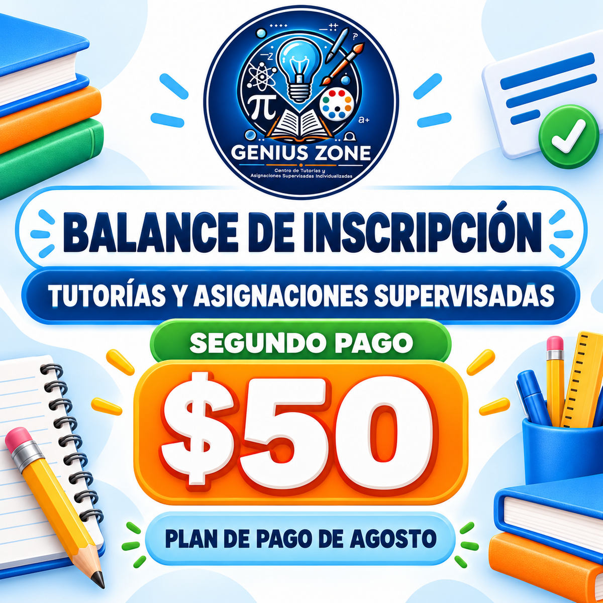 Saldo de balance del plan de pago para la Inscripción agosto-mayo 2027